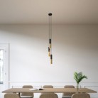 3-light multi-pendant lamp featuring fabric cable and Double Tub-E14 metal lampshade