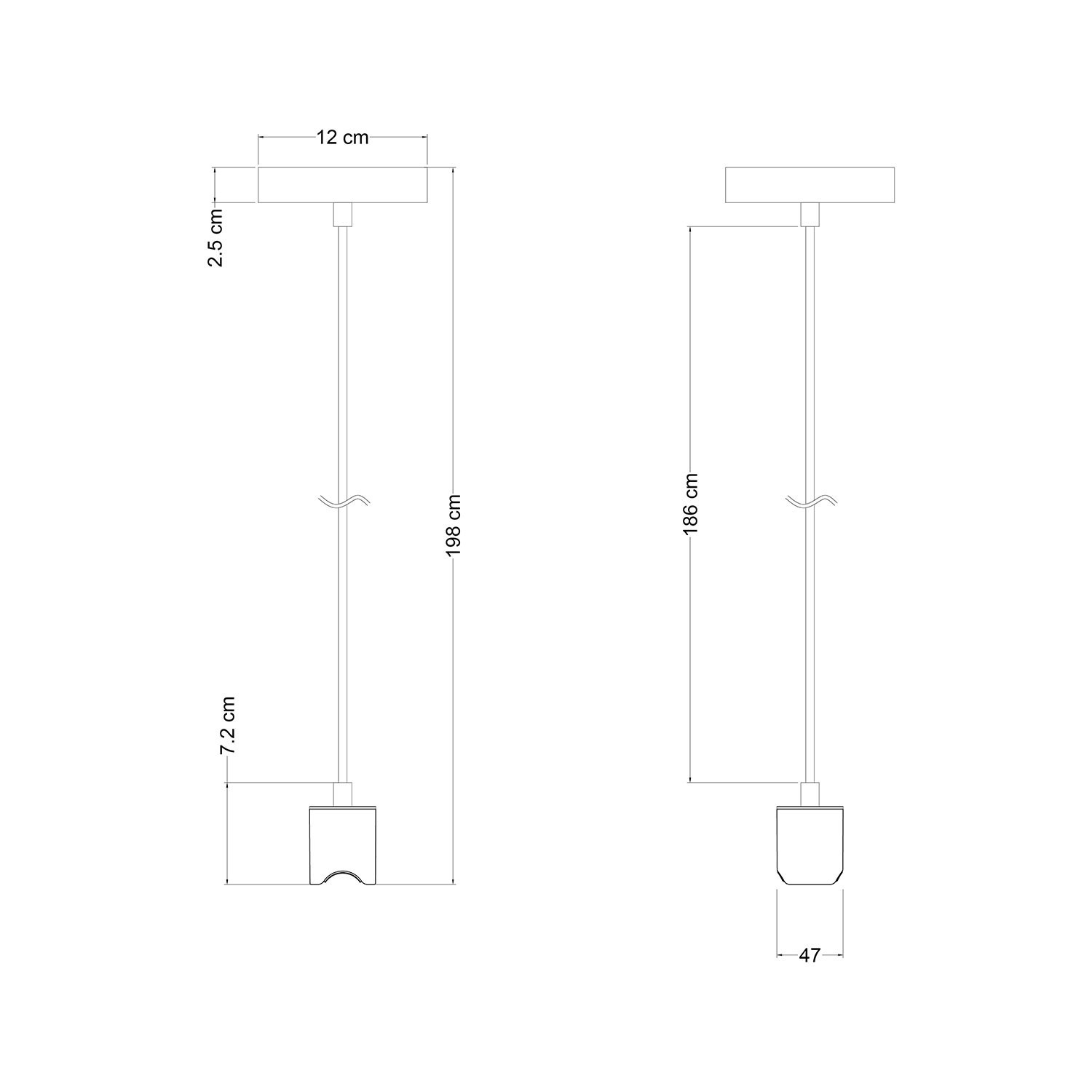 Esse14 suspension lamp with S14d fitting