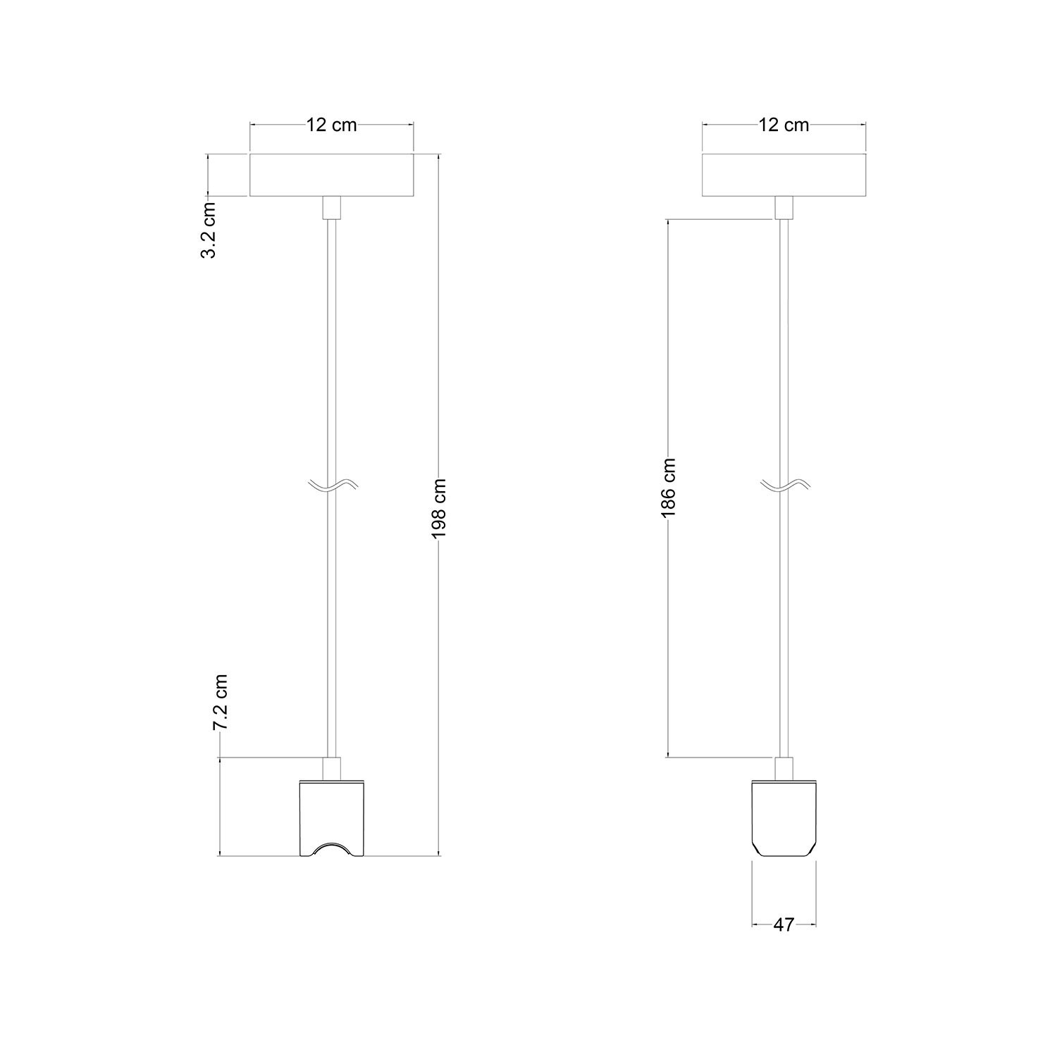 Esse14 suspension lamp with S14d fitting