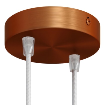 Cylindrical metal 2-hole ceiling rose kit - Brushed copper