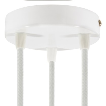 Cylindrical metal 3-hole ceiling rose kit - Glossy white