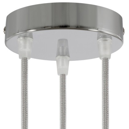 Cylindrical metal 3-hole ceiling rose kit - Chrome