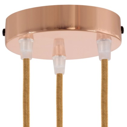 Cylindrical metal 3-hole ceiling rose kit - Copper