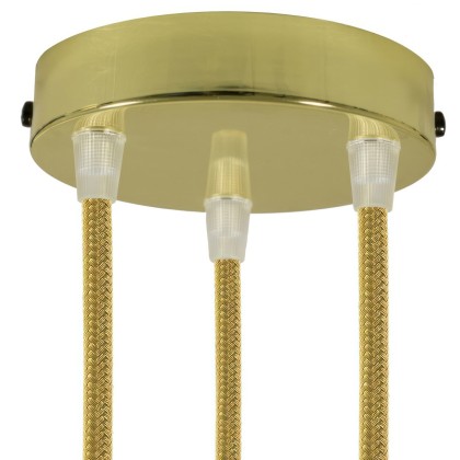 Cylindrical metal 3-hole ceiling rose kit - Brass