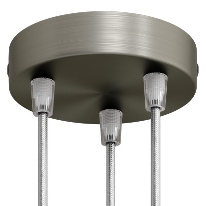 Cylindrical metal 3-hole ceiling rose kit - Brushed titanium