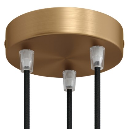 Cylindrical metal 3-hole ceiling rose kit - Brushed bronze