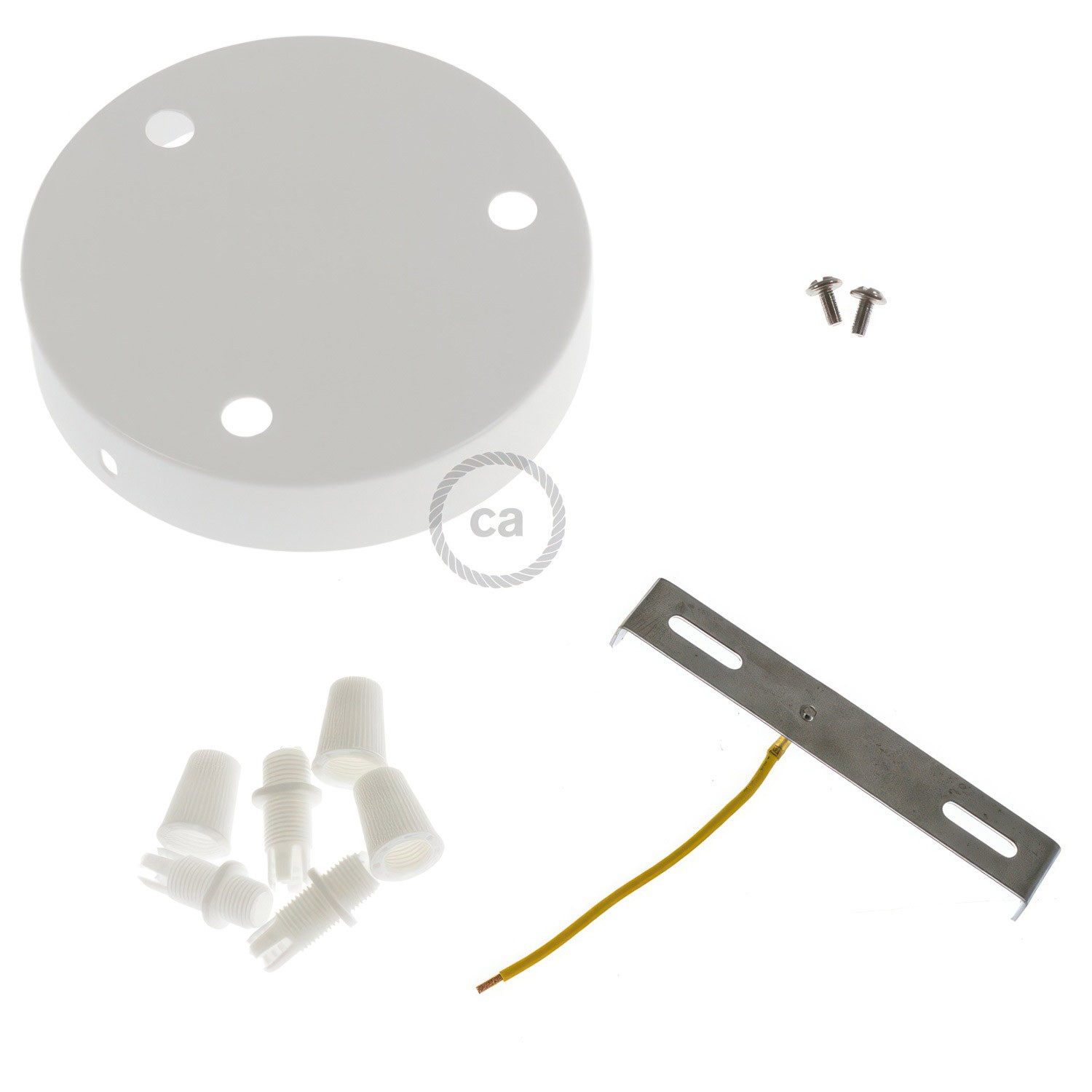 Cylindrical metal 3-hole ceiling rose kit