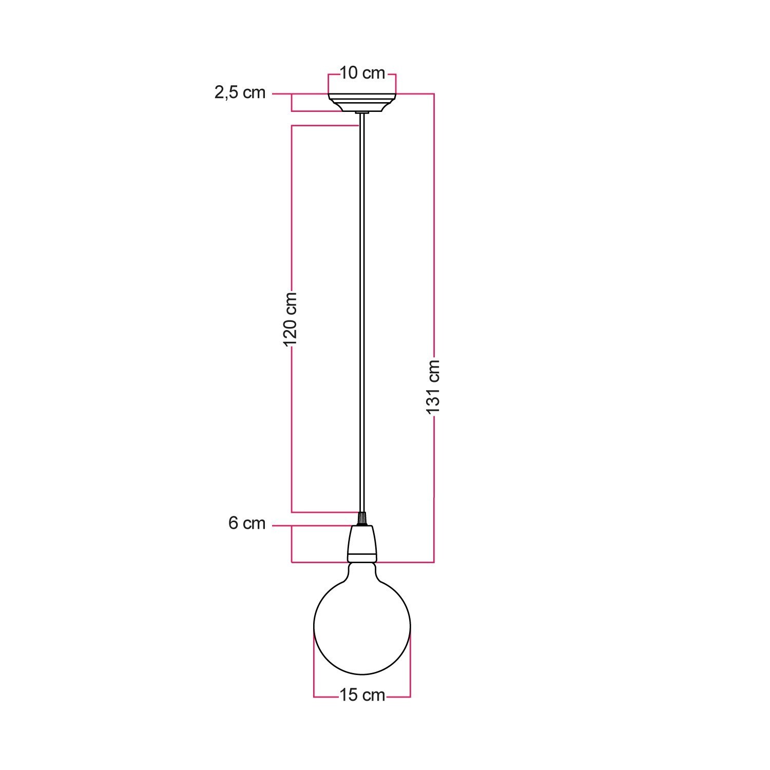 Pendant lamp with textile cable and coloured porcelain details - Made in Italy - Bulb included