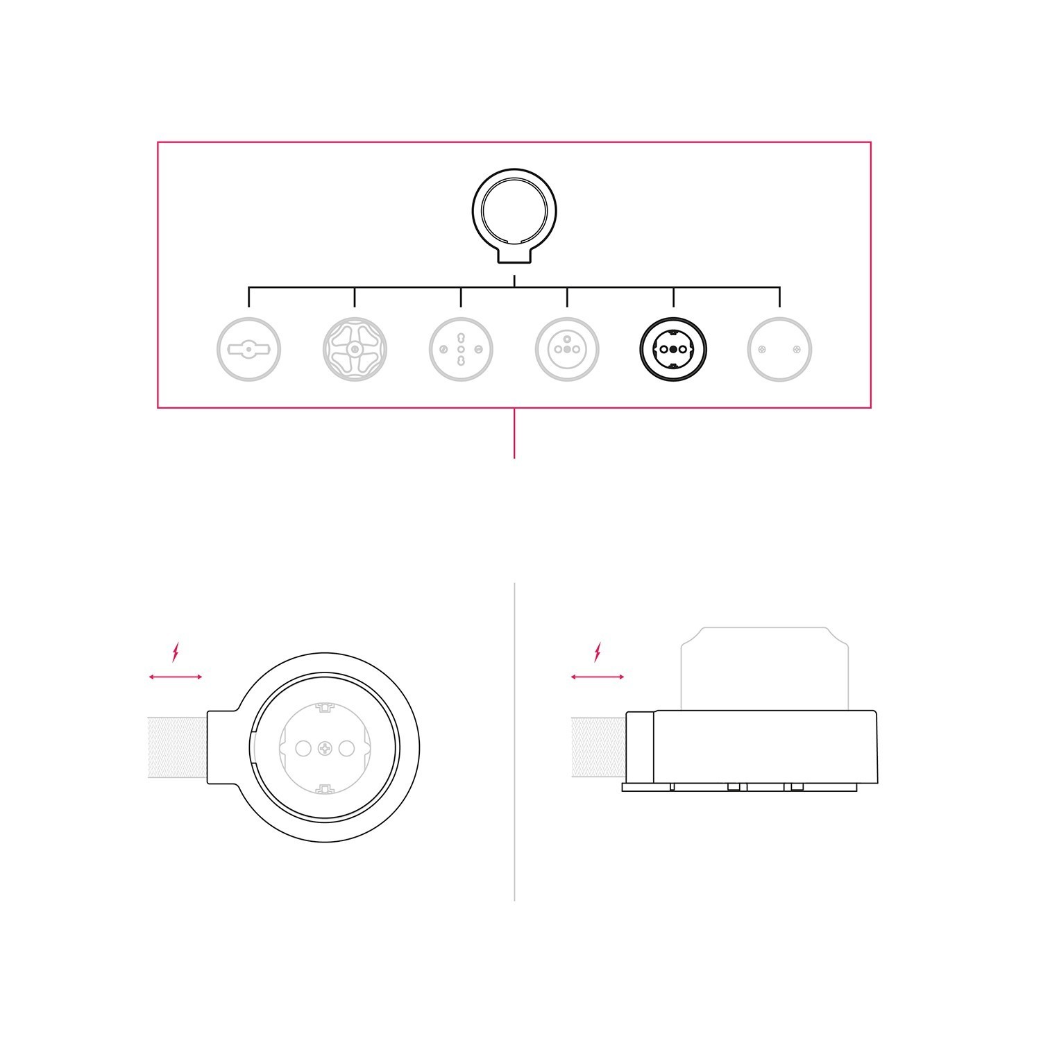 Schuko wall socket kit and porcelain base for Creative-Tubes