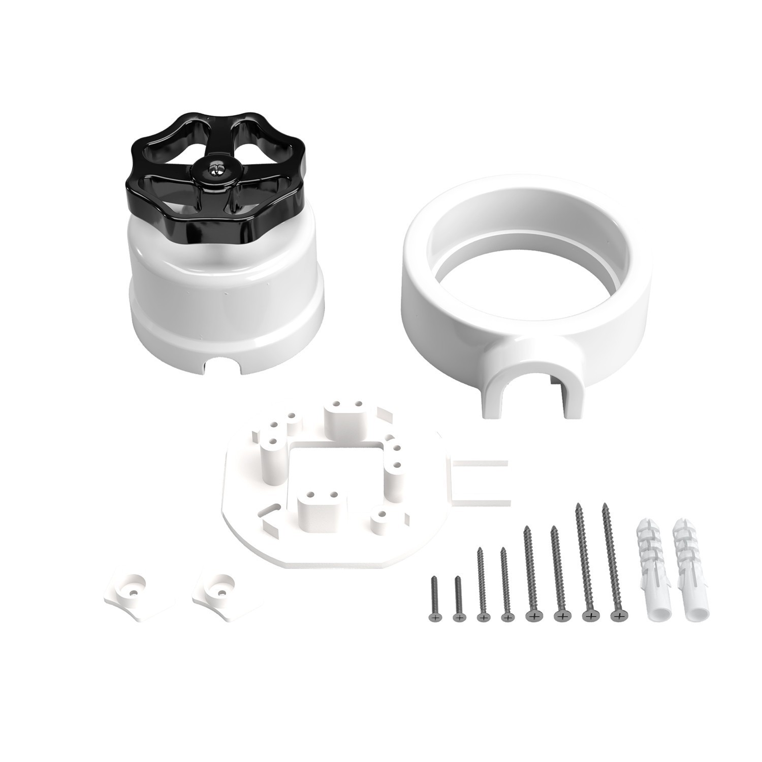 Switch/Diverter kit with knob and base for Creative-Tubes in white porcelain