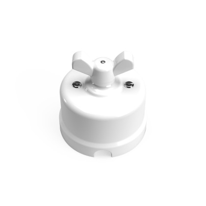 Switch/Diverter in white porcelain with butterfly nut