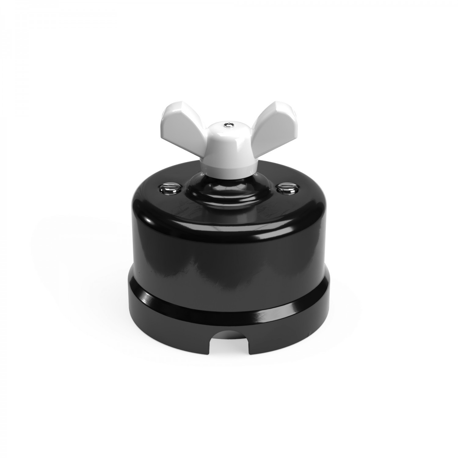 Switch/Diverter in black porcelain with butterfly nut