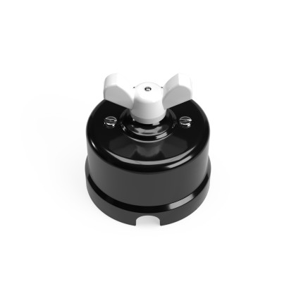 Switch/Diverter in black porcelain with butterfly nut - White