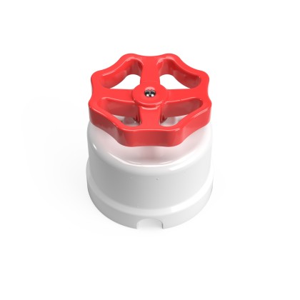 Switch/Diverter in white porcelain with knob - Red