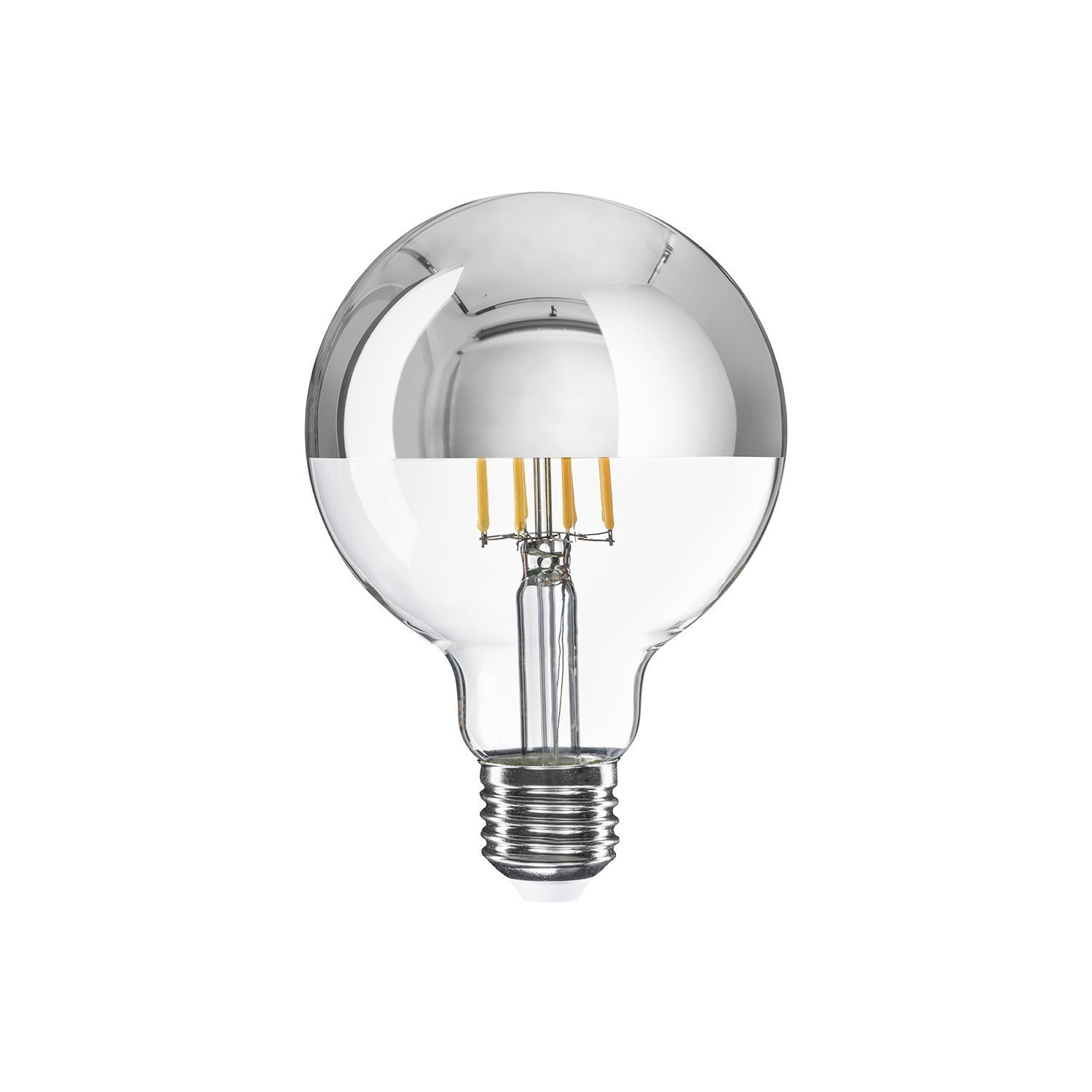 Applique with exposed light bulb and half silver sphere - IP44 Waterproof