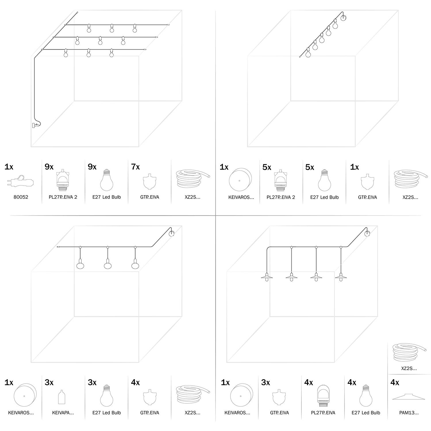 Eiva-2, 2-way outdoor lamp holder E27 and IP65 rating