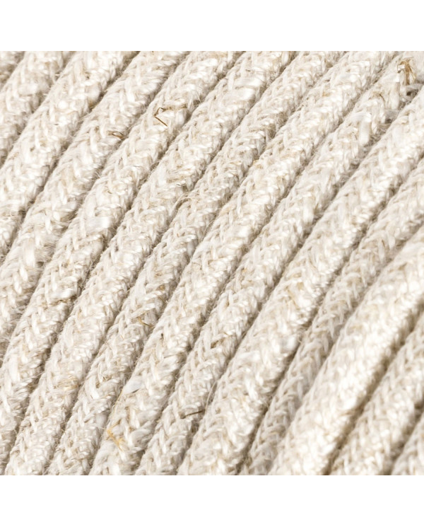 Round Electric Cable covered by Natural Linen RN01 Neutral