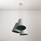 Trittico chandelier with two-tone cone lampshade - Made in Italy