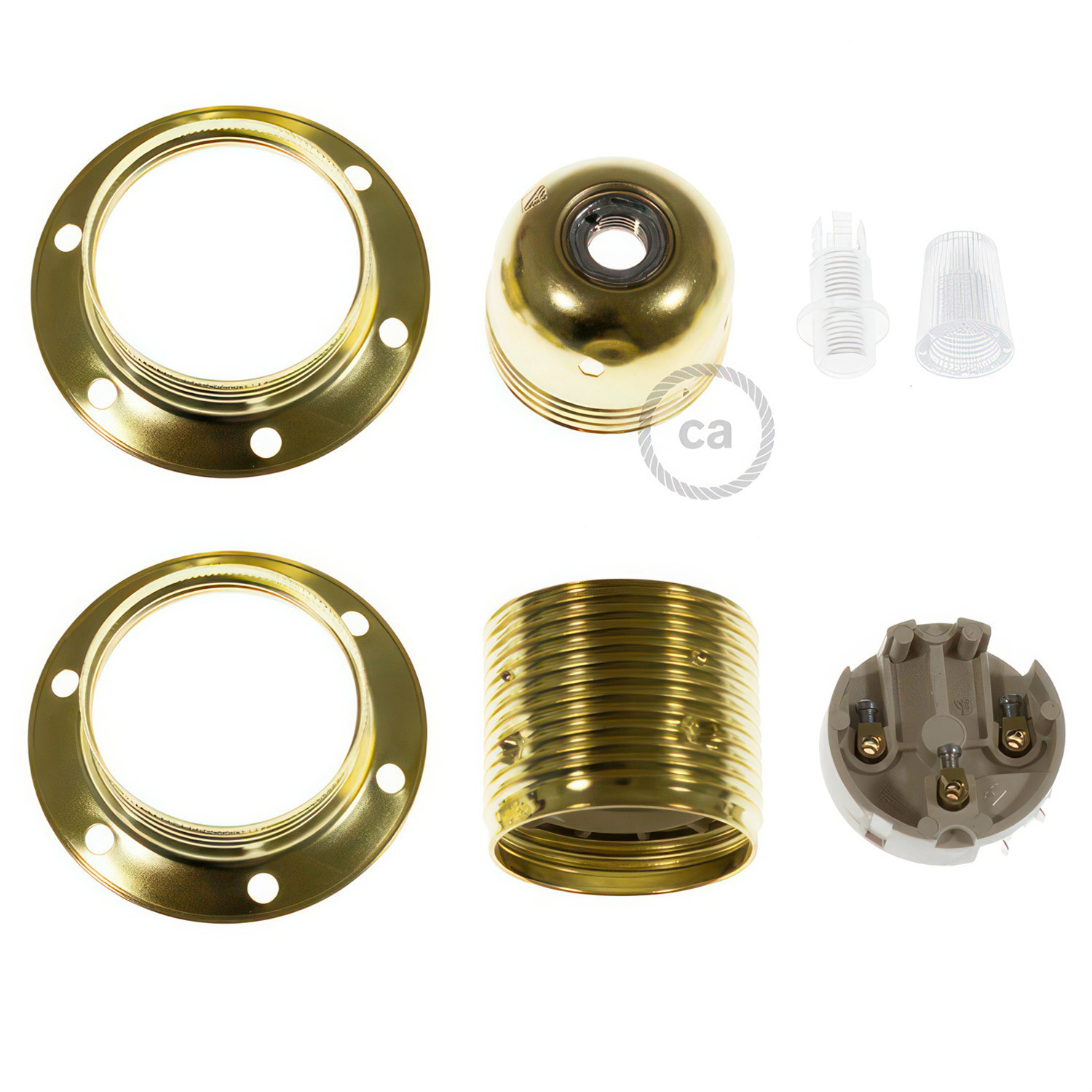 E27 metal lamp holder kit with double ring nut for lampshade