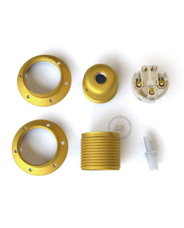 E27 metal lamp holder kit with double ring nut for lampshade