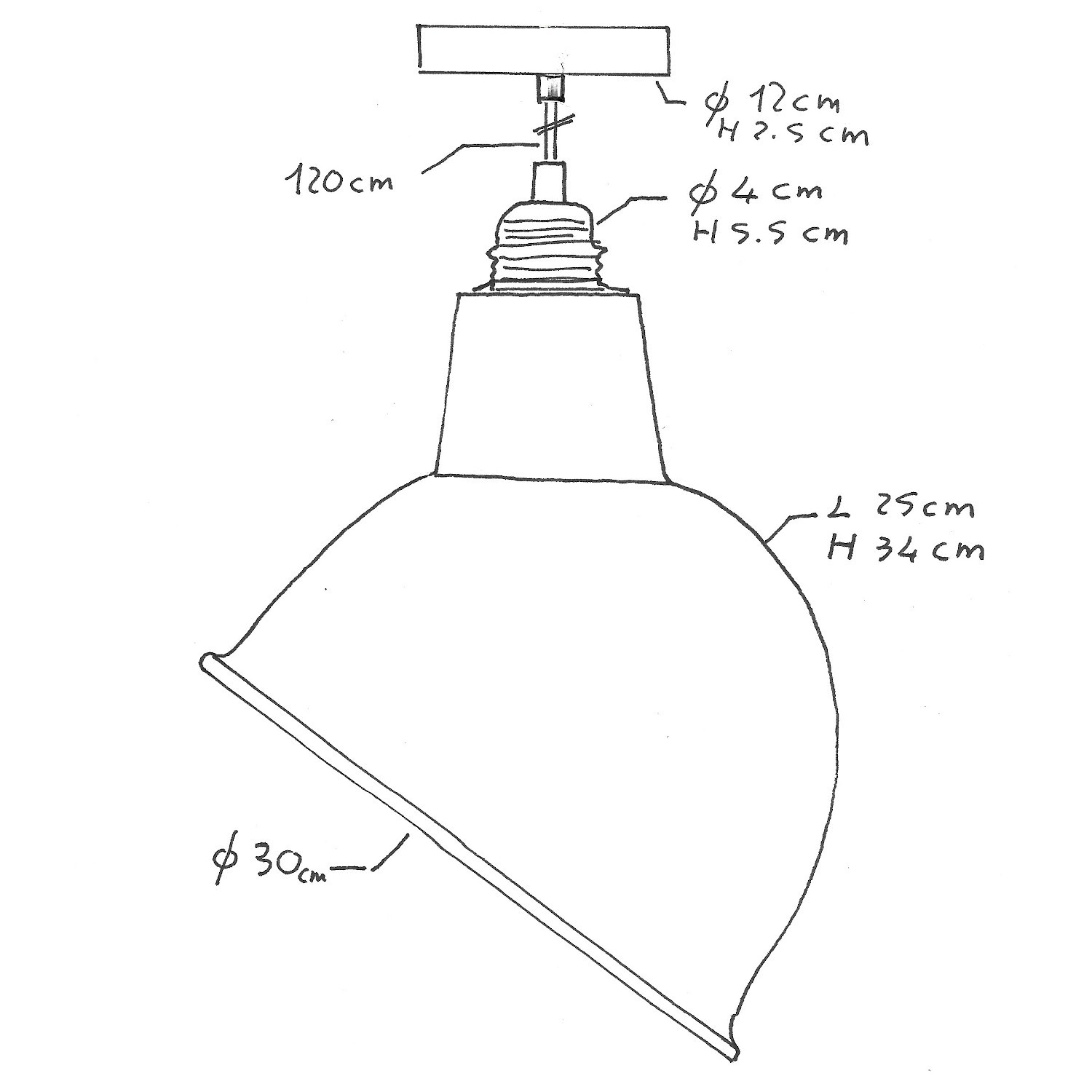 Pendant lamp with textile cable, Broadway lampshade and metal details - Made in Italy - Bulb included