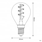 LED Golden Light Bulb Carbon Line Curved Spiral Filament Mini Globe G45 2,2W 136Lm E14 1800K Dimmable - C02