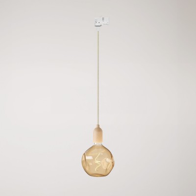 Track pendant lamp with wooden lamp holder