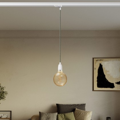 Classic track pendant lamp with porcelain finish