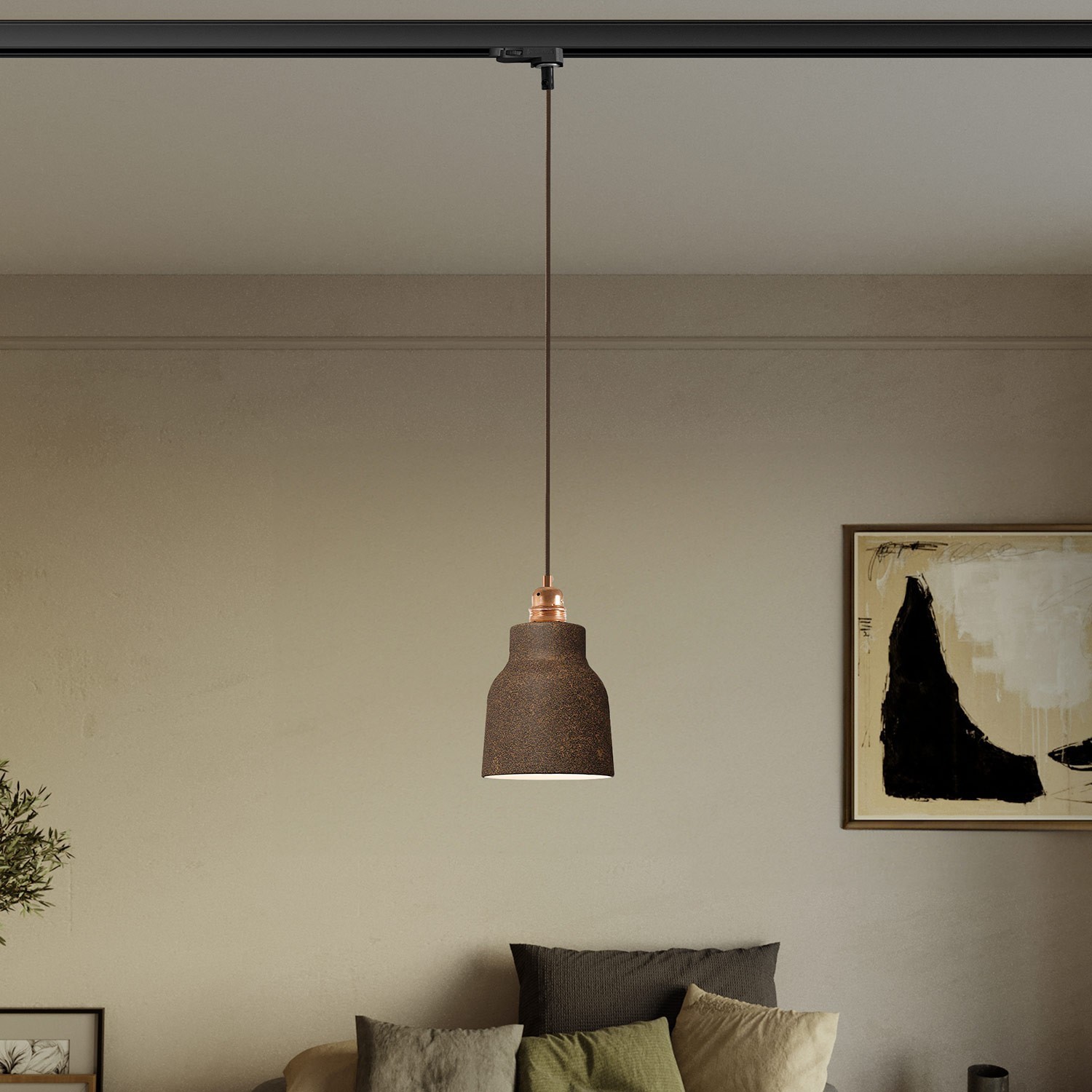 Pendant lamp with shade Vaso and track adapter