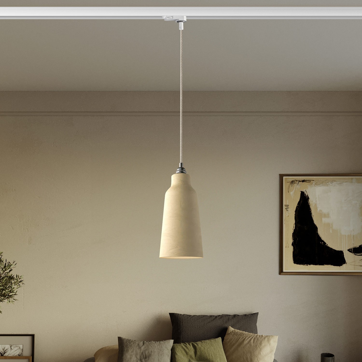 Pendant lamp with Bottiglia shade and track adapter