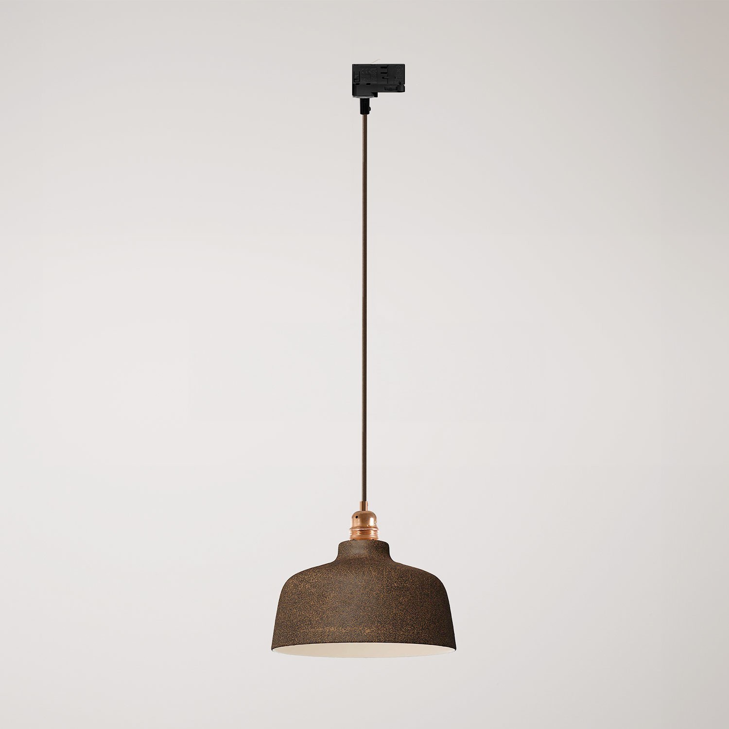 Suspension lamp with Coppa shade and track adapter