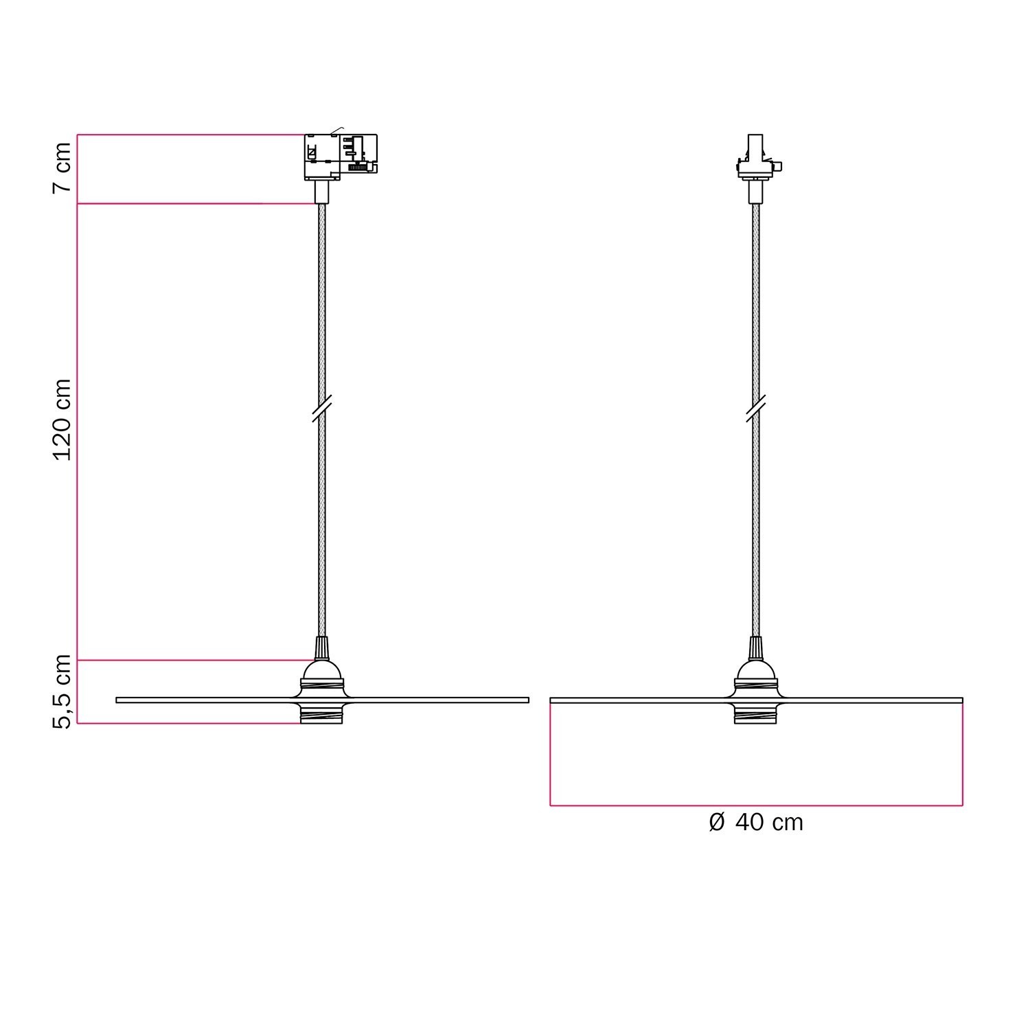 Ellepi XL track pendant lamp with shade