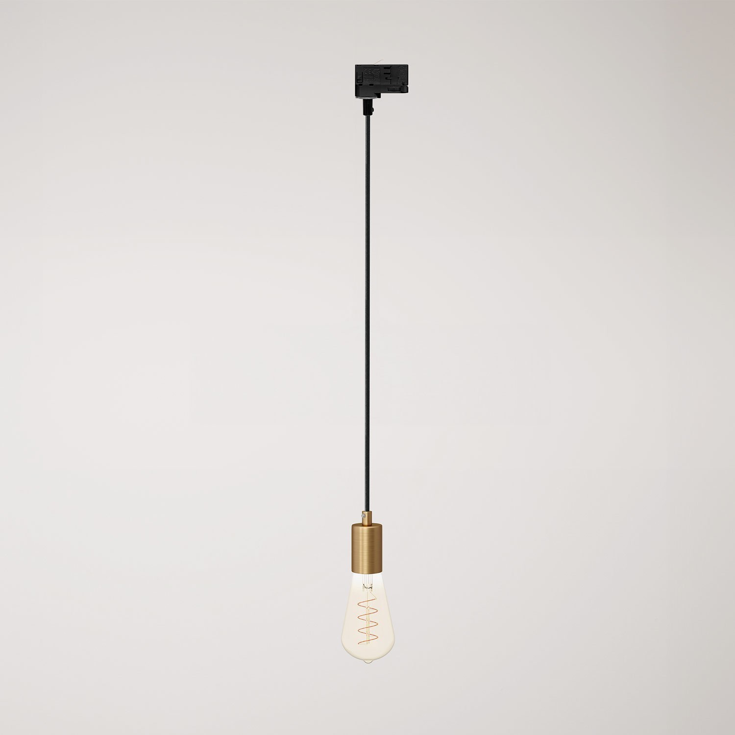 Pendant lamp with satin metal track trim