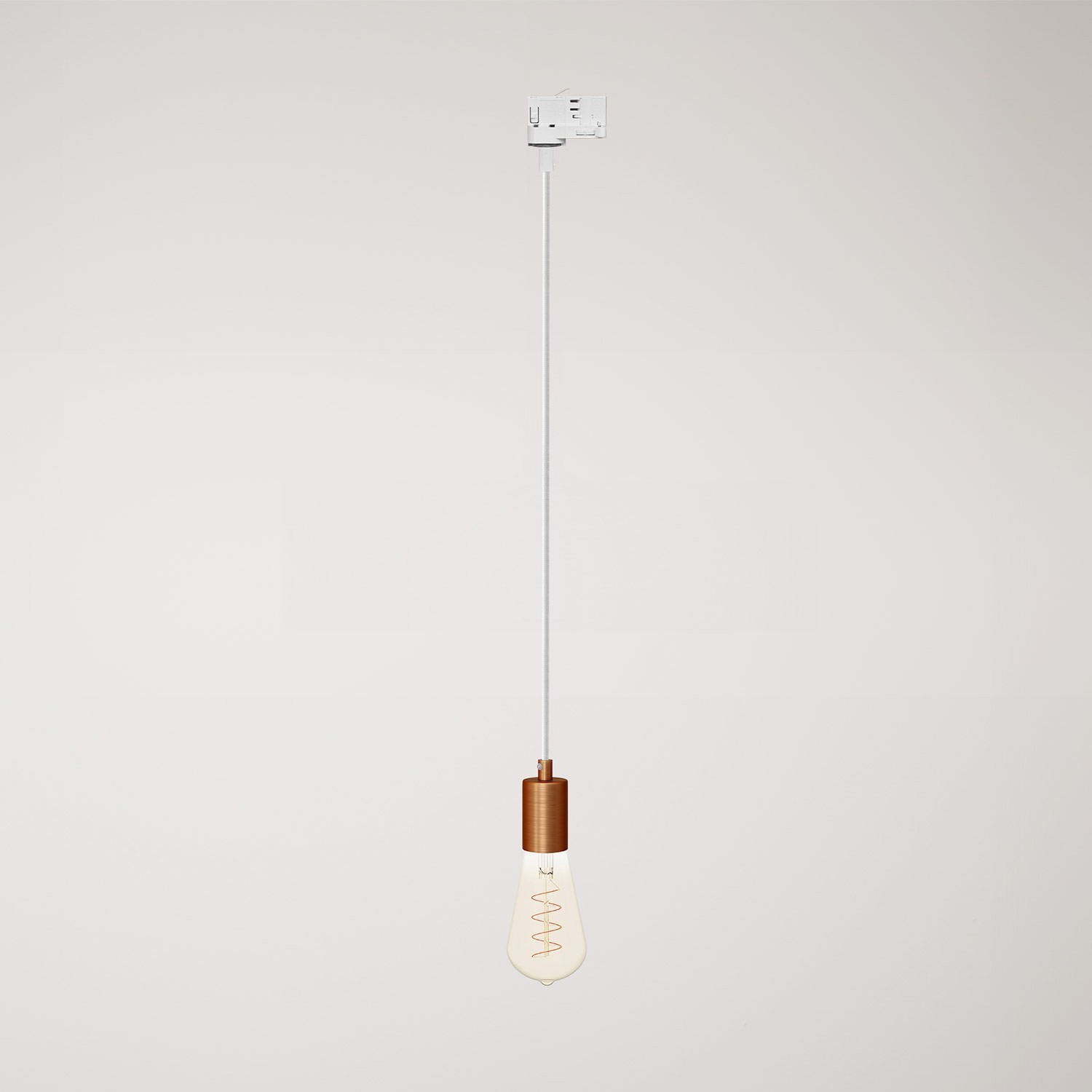 Pendant lamp with satin metal track trim