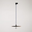 Track pendant lamp with UFO double-sided wooden shade