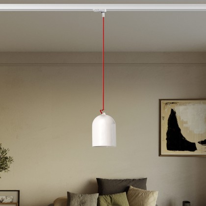 Track pendant with ceramic mini Campana lampshade