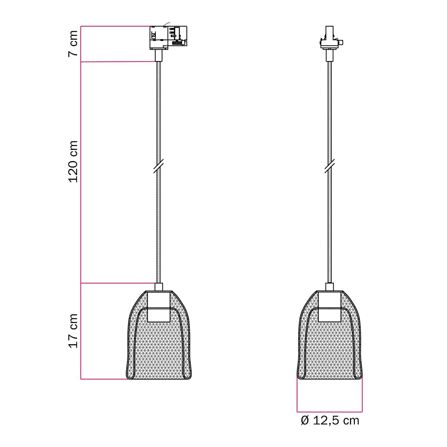 Ghostbell pendant lamp with shade for track