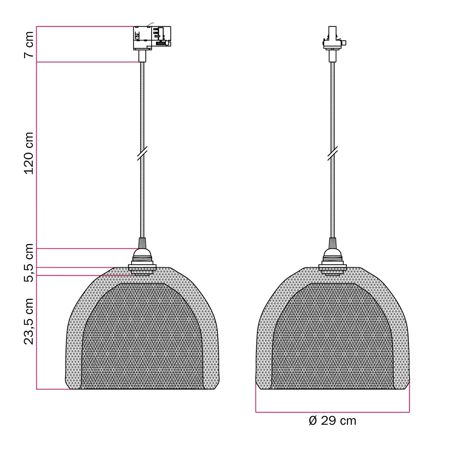 Ghostbell XL caged shade pendant for tracks