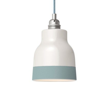 Two-tone ceramic Vaso lampshade, Materia collection - Made in Italy - Glossy white - Light Blue