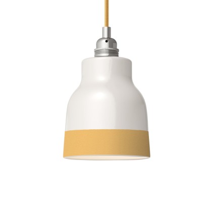 Two-tone ceramic Vaso lampshade, Materia collection - Made in Italy - Glossy white - Yellow