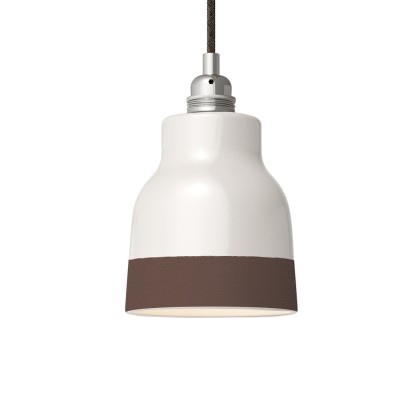 Two-tone ceramic Vaso lampshade, Materia collection - Made in Italy - Glossy white - Brown