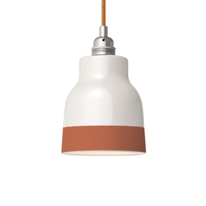 Two-tone ceramic Vaso lampshade, Materia collection - Made in Italy - Glossy white - Terracotta