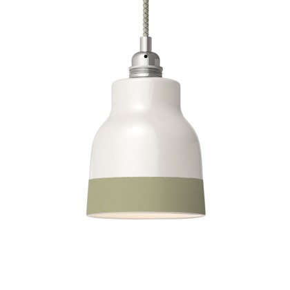 Two-tone ceramic Vaso lampshade, Materia collection - Made in Italy - Glossy white - Sage green