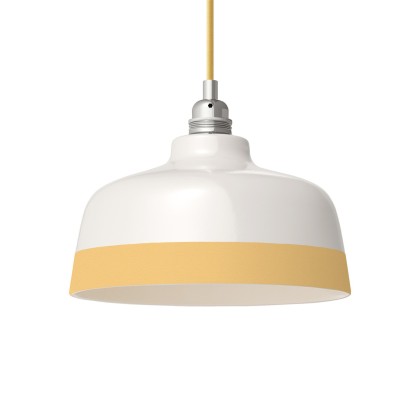 Two-tone ceramic Coppa lampshade, Materia collection - Made in Italy - Glossy white - Yellow