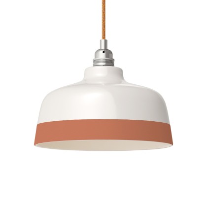 Two-tone ceramic Coppa lampshade, Materia collection - Made in Italy - Glossy white - Terracotta