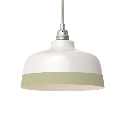 Two-tone ceramic Coppa lampshade, Materia collection - Made in Italy - Glossy white - Sage green