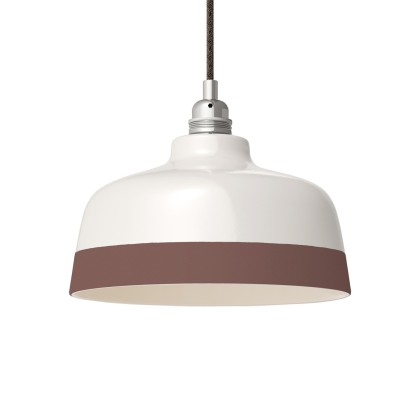 Two-tone ceramic Coppa lampshade, Materia collection - Made in Italy - Glossy white - Brown