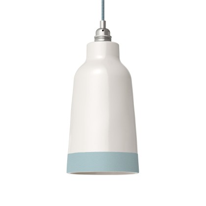 Two-tone ceramic Bottiglia lampshade, Materia collection - Made in Italy - Glossy white - Light Blue