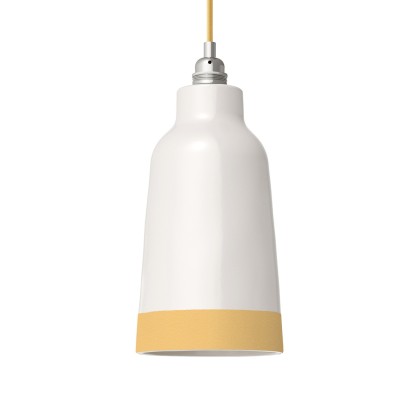 Two-tone ceramic Bottiglia lampshade, Materia collection - Made in Italy - Glossy white - Yellow