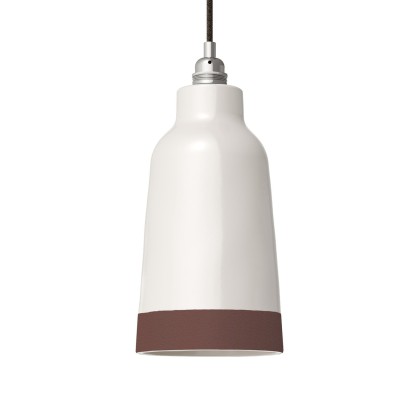 Two-tone ceramic Bottiglia lampshade, Materia collection - Made in Italy - Glossy white - Brown